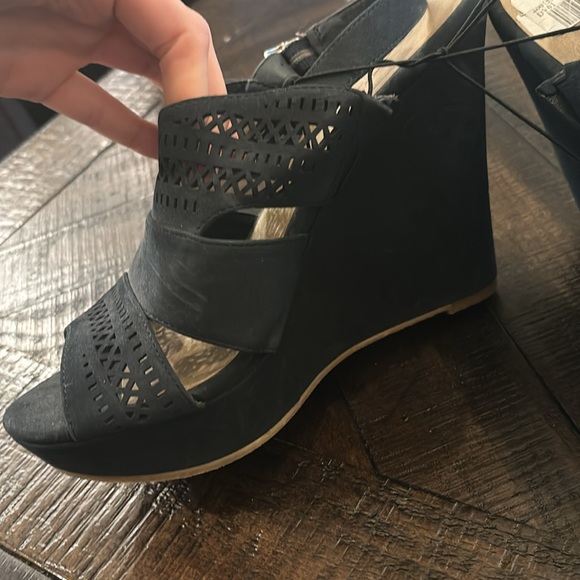 Women’s dark navy blue soft wrap heels - Picture 3 of 5